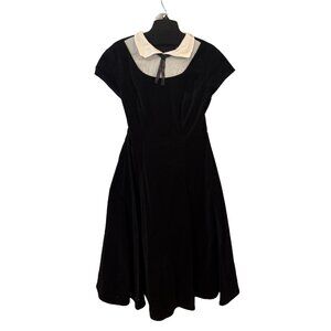 Collared Velvet Dress, J. Peterman, Black Size 12